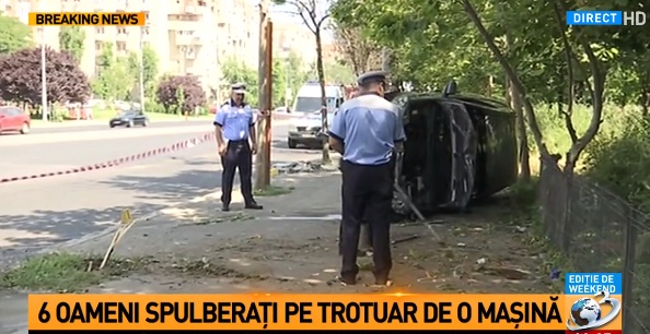 Accident in Capitala. Sase oameni loviti de o masina, pe trotuar