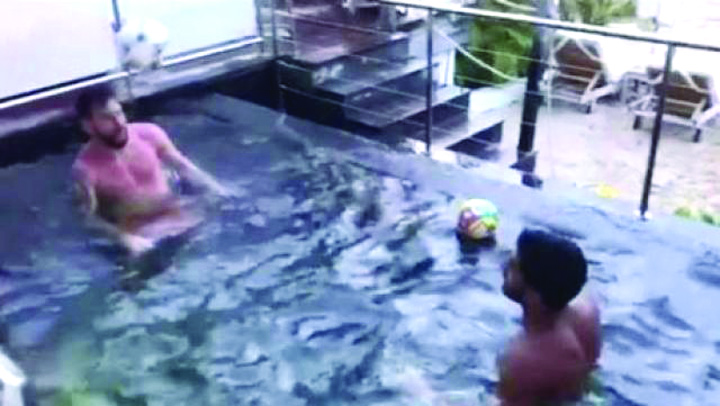Messi si Suarez la o miuta in piscina