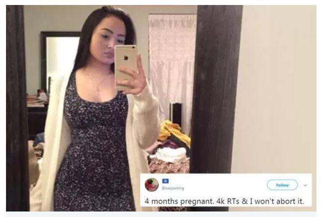 Anunt pe Twitter: „Sunt gravida in 4 luni. Daca nu primesc imediat 4.000 de retweets-uri, avortez!”