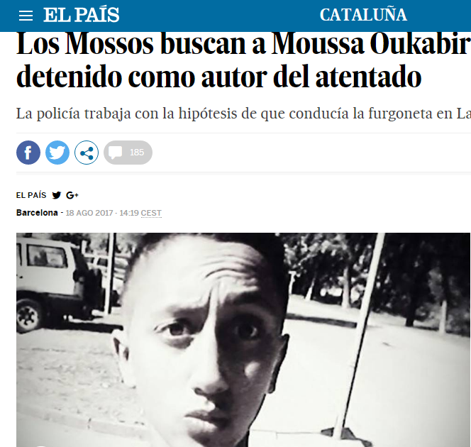 Un tanar de 17-18 ani, suspect in cazul atacului din Barcelona (VIDEO)