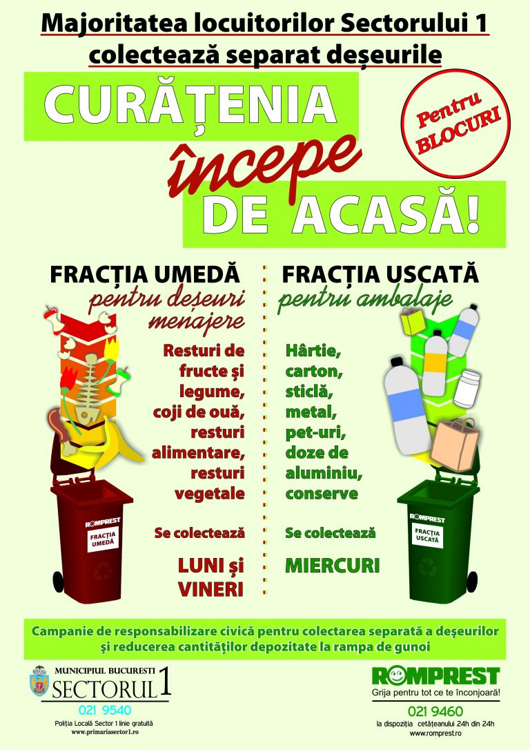 Primaria Sectorului 1 a lansat campania  “Curatenia incepe de acasa!”
