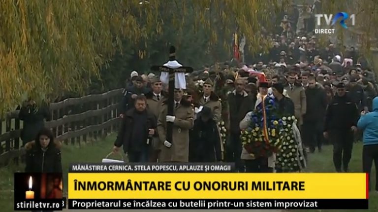 Actrita Stela Popescu, condusa pe ultimul drum de o mare de oameni. Aplauze si onoruri militare