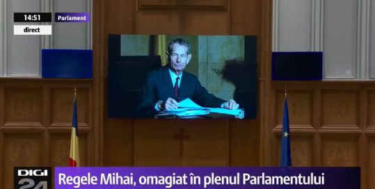 Regele Mihai, omagiat in sedinta solemna, la Parlament, in prezenta sefului statului si a Custodelui Coroanei