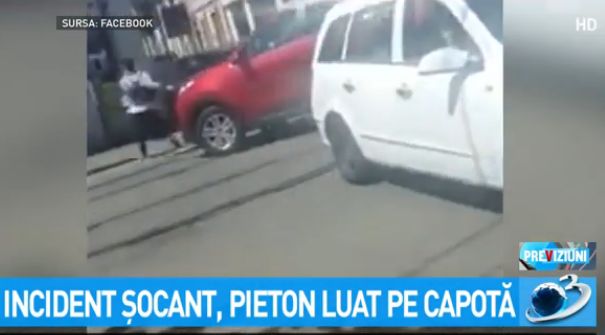 UPDATE Declaratia soferului/Pieton impins cu masina, in Capitala. Politia face cercetari (VIDEO)