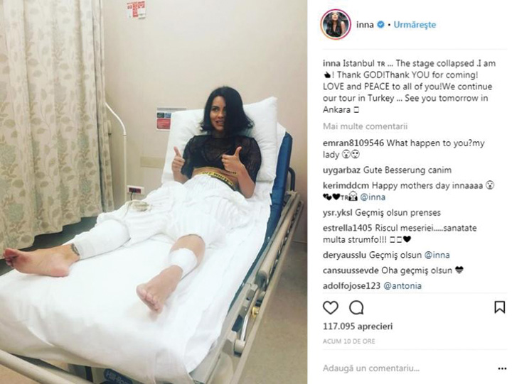 Inna a ajuns la spital dupa ce s-a prabusit scena pe care canta