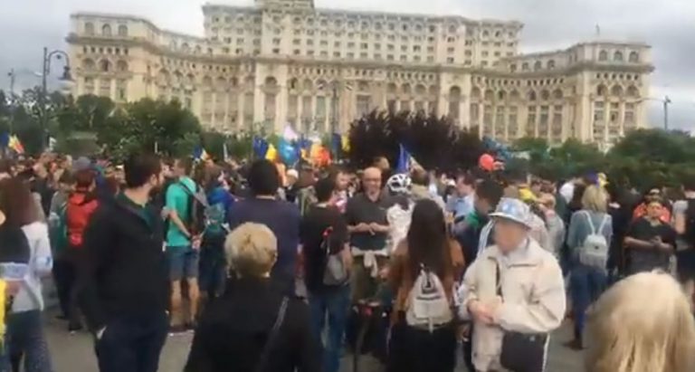Au iesit la protest in Parcul Izvor, pana sa inceapa votul la motiune