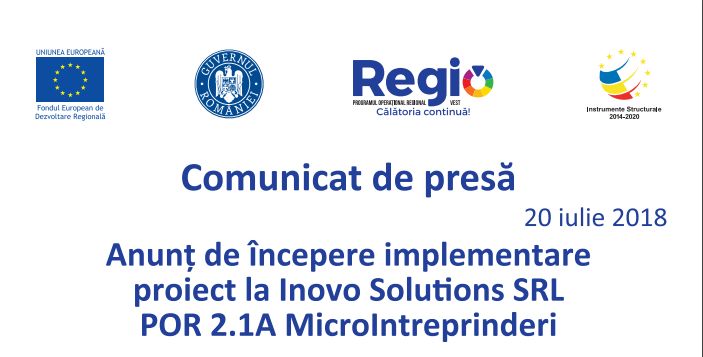 Anunț de Începere implementare proiect la Inovo Solutions SRL POR 2.1A MicroIntrerpinderi