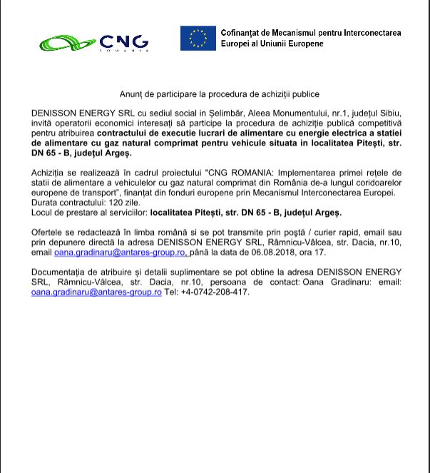 Anunț de participare la procedura de achiziții publice