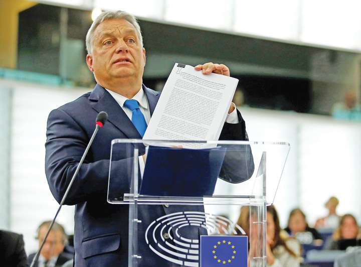 Hungarian PM Orban addresses MEPs during a debate on the situation in Hungary at the European Parliament in Strasbourg - Ziarul National