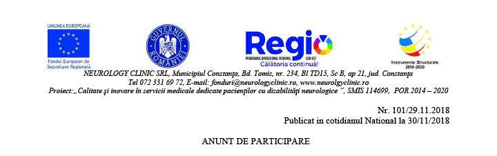 ANUNT DE PARTICIPARE Nr. 101