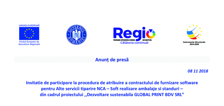 Anunt de presa – “Dezvoltare sustenabila GLOBAL PRINT BDV SRL”
