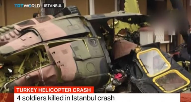 Elicopter militar prabusit intre blocuri, la Istanbul: patru morti (VIDEO)