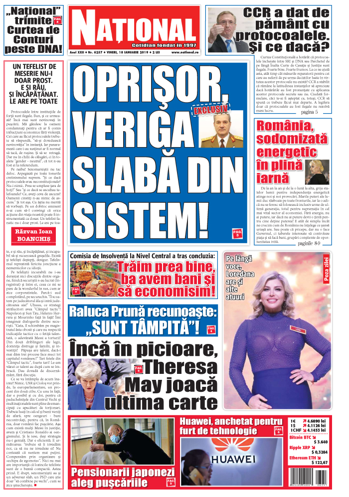Editia tiparita 18 ianuarie 2019