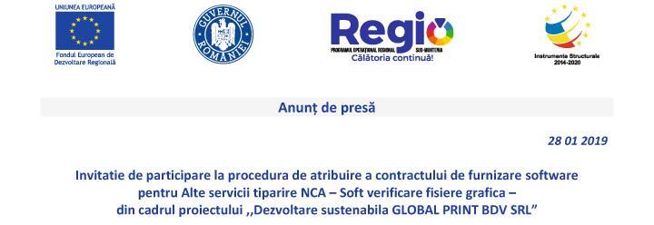 Anunt de presa – “Dezvoltare sustenabila GLOBAL PRINT BDV SRL”