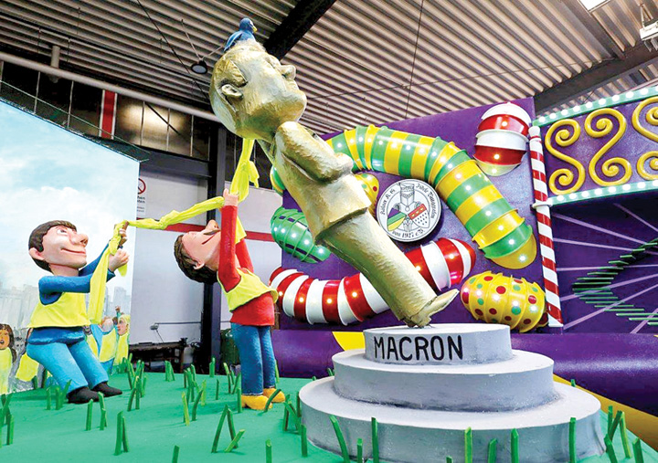 Merkel, Macron si Trump – personaje de carnaval