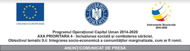 Programul Operațional Capital Uman 2014-2020  AXA PRIORITARA 4- Incluziunea socială și combaterea sărăciei, Obiectivul tematic 9.ii: Integrarea socio-economică a comunităților marginalizate, cum ar fi romii.