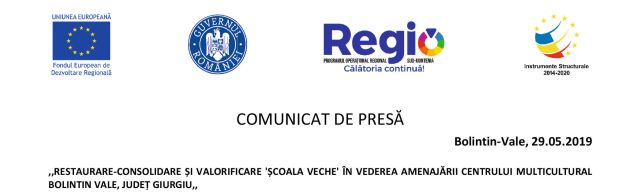 “RESTAURARE-CONSOLIDARE ŞI VALORIFICARE ‘SCOALA VECHE’ ÎN VEDEREA AMENAJĂRII CENTRULUI MULTICULTURAL BOLINTIN VALE, JUDEŢ GIURGIU”