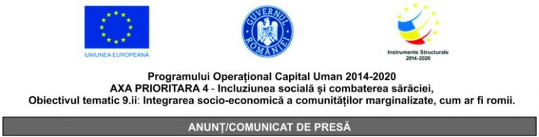 Programul Operațional Capital Uman 2014-2020 AXA PRIORITARA 4 – Incluziunea socială și combaterea sărăciei, Obiectiv tematic 9.ii: Integrarea socio-economică a comunităților marginalizate, cum ar fi romii.