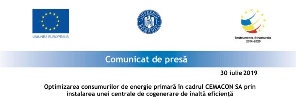 Optimizarea consumurilor de energie primară în cadrul CEMACON SA prin instalarea unei centrale de cogenerare de înaltă eficiență