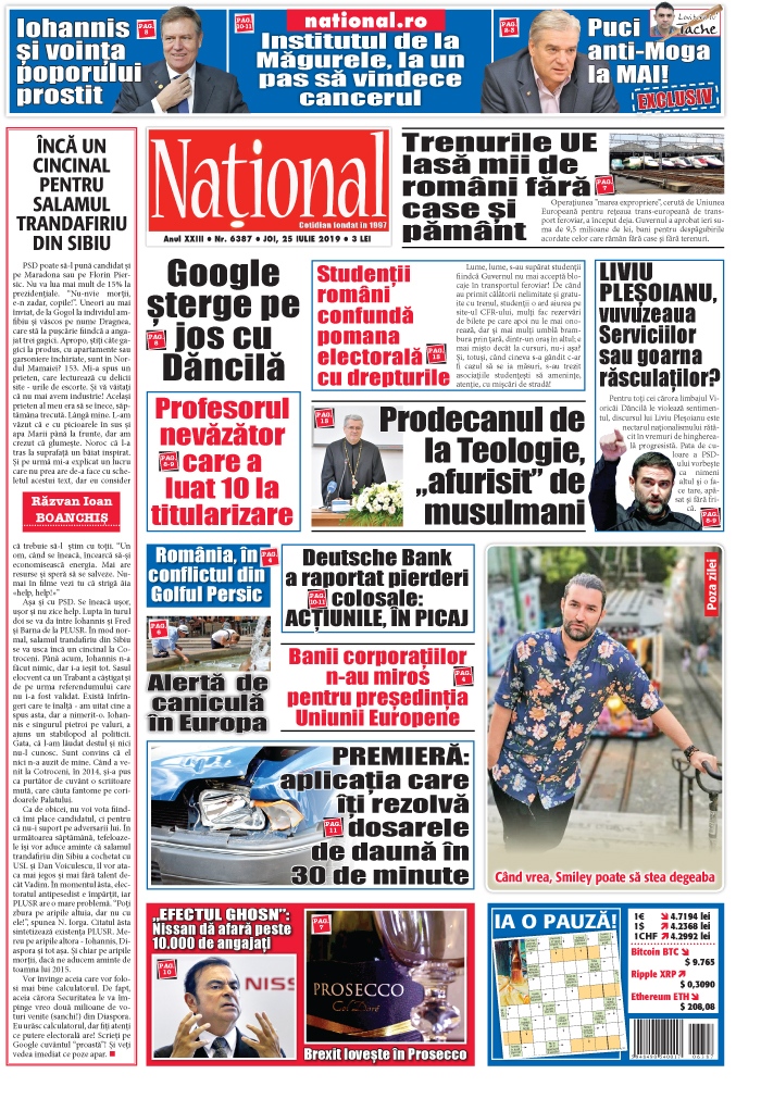 Editia tiparita 25 iulie 2019