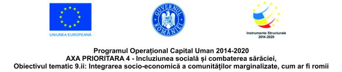 Programul Operațional Capital Uman 2014-2020 AXA PRIORITARA 4 – Incluziunea socială și combaterea sărăciei, Obiectivul tematic 9.ii: Integrarea socio-economică a comunităților marginalizate, cum ar fi romii