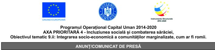 Programul Operațional Capital Uman 2014-2020 AXA PRIORITARĂ 4 – Incluziunea socială și combaterea sărăciei, Obiectivul tematic 9.ii: Integrarea socio-economică a comunităților marginalizate, cum ar fi romii.