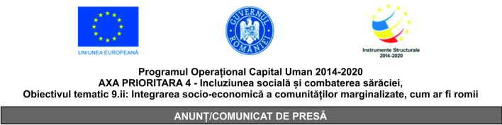 Programul Operațional Capital Uman 2014-2020 AXA PRIORITARA 4 – Incluziunea socială și combaterea sărăciei, Obiectivul tematic 9.ii: Integrarea socio-economică a comunităților marginalizate, cum ar fi romii