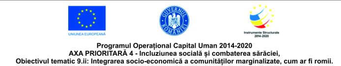 Programul Operațional Capital Uman 2014-2020 AXA PRIORITARĂ 4 – Incluziunea socială și combaterea sărăciei, Obiectivul tematic 9.ii: Integrarea socio-economică a comunităților marginalizate, cum ar fi romii
