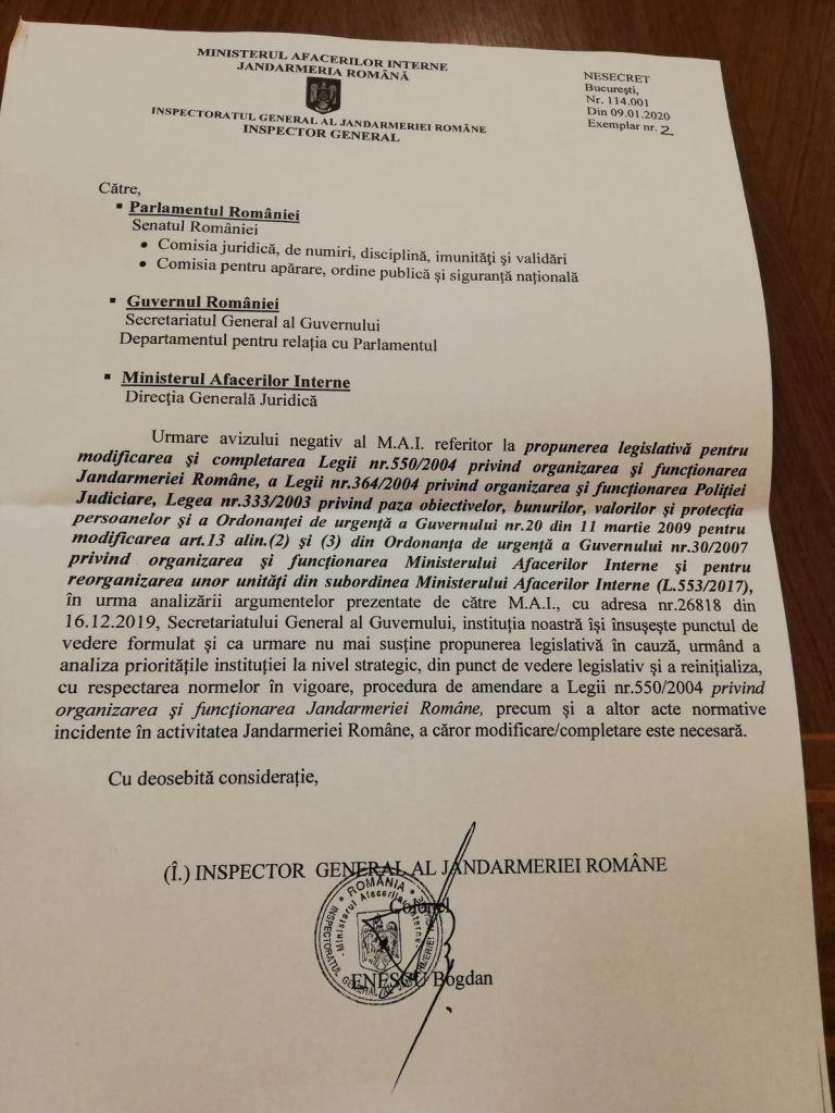Avem documentul! Șeful Jandarmeriei a retras organizarea!