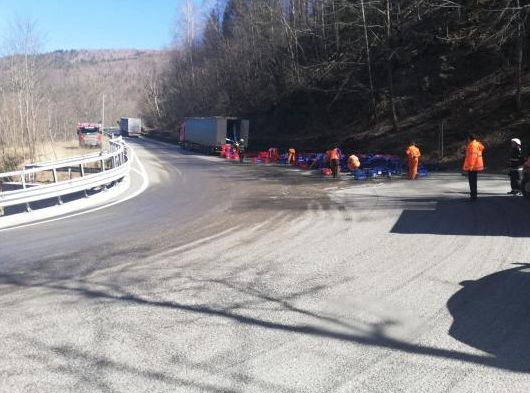 A plouat cu bere pe DN1 A, la Măneciu