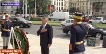 Președintele a depus o coroană în Piața Universității