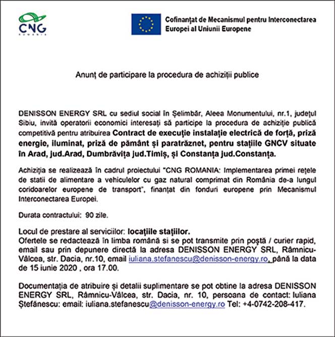 Anunt participare la procedura de achizitii publice