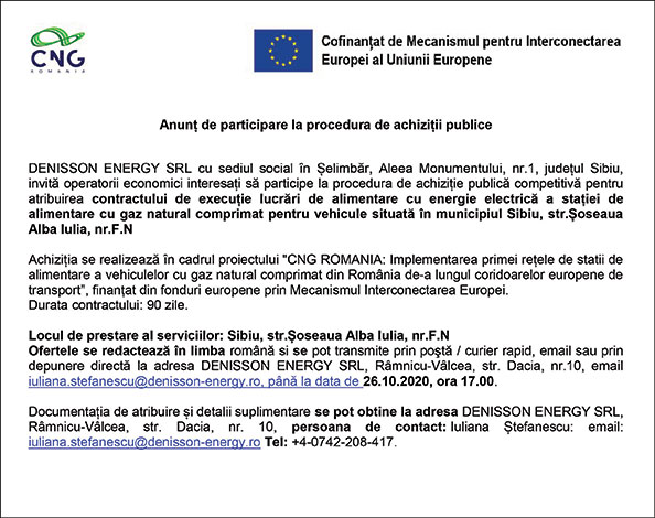 Anunt de participare la procedura de achizitii publice