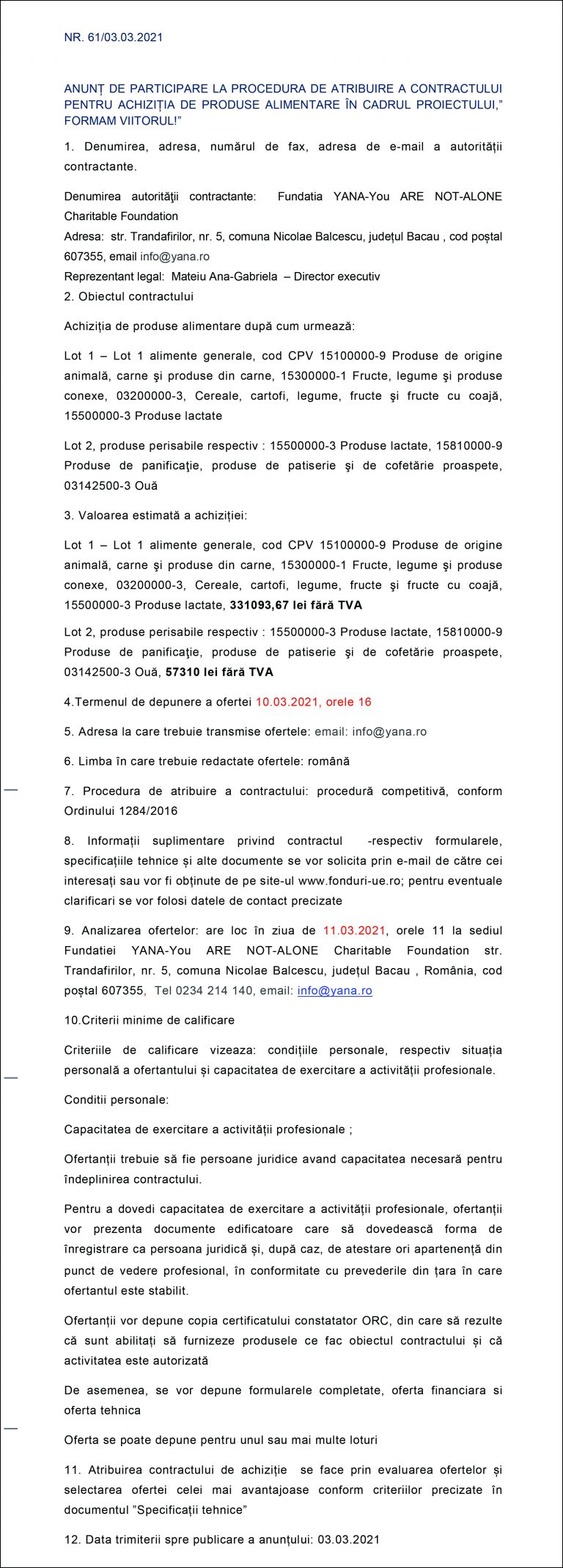 Fundația YANA-You ARE NOT-ALONE Charitable Foundation