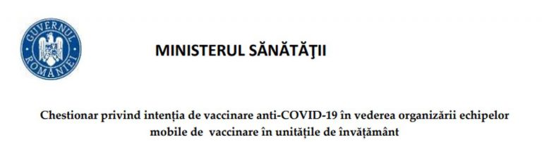 Chestionarul prin care părinții își pot exprima opțiunea privind vaccinarea copiilor ajunge de vineri în școli. Cum arată formularul – DOCUMENT