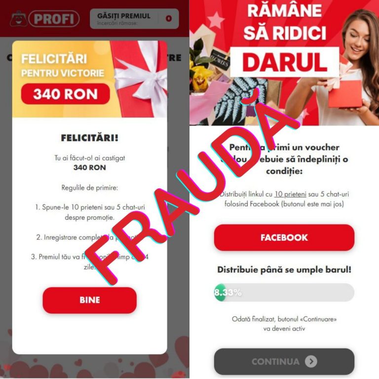 Avertisment de la DNSC! Tentativă de fraudă, cu un „premiu” de 340 RON. La ce să fiți atenți!