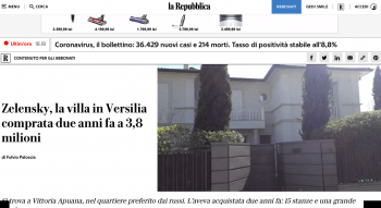 La Repubblica scrie despre vila lui Zelenski din Toscana