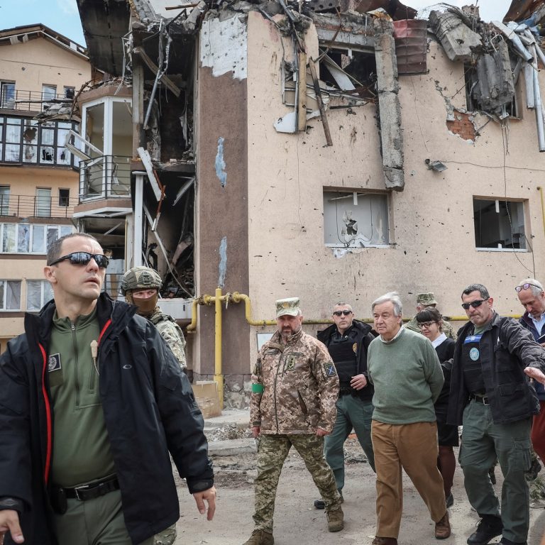 RĂZBOI ÎN UCRAINA. Secretarul general al ONU a primit botezul focului la Kiev