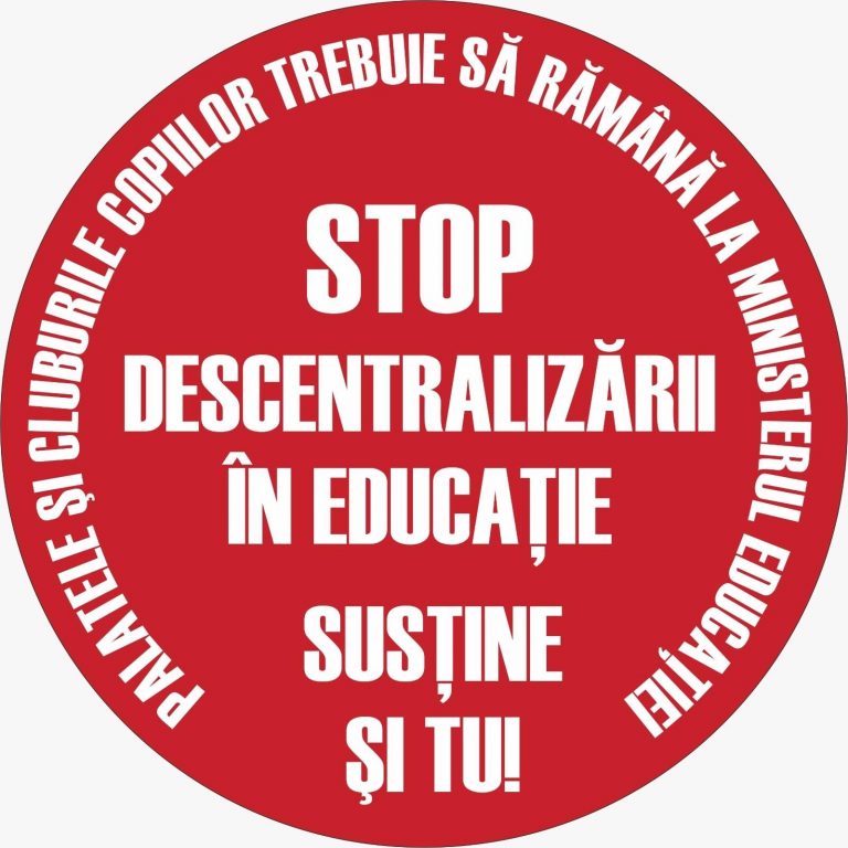 Petiție pentru oprirea descentralizării în Educație! “Palatele, cluburile sportive școlare trebuie să aparțină Ministerului Educației”