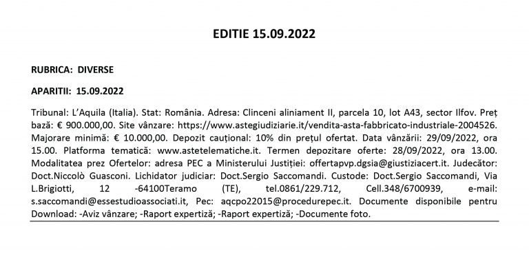 Anunt Diverse