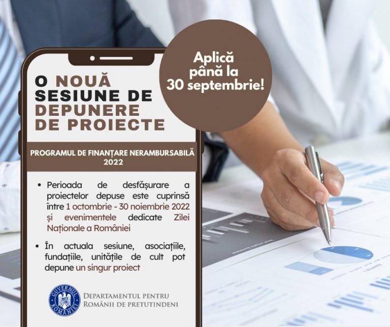 Programul de finanțare nerambursabilă 2022 al Departamentului pentru Românii de Pretutindeni continuă!