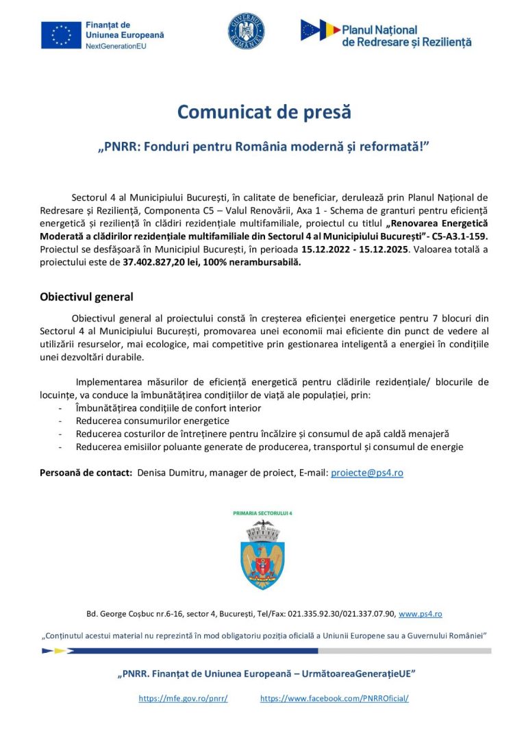 Comunicat de presă „PNRR: Fonduri pentru România modernă și reformată!” (2)