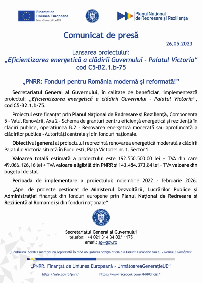 Comunicat de presă Secretariatul General al Guvernului