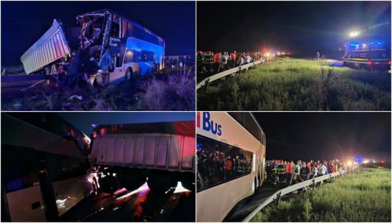 Accident teribil la Brăila! Autocar cu peste 70 de pasageri în el, distrus! 22 de răniți, un copil în stare gravă
