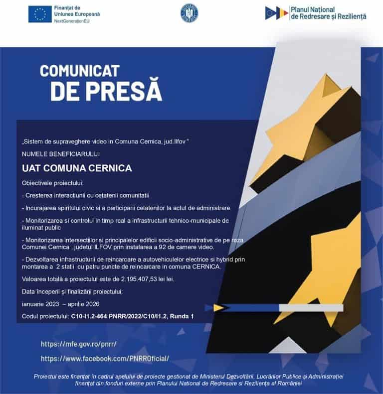 Comunicat de presă Comuna Cernica