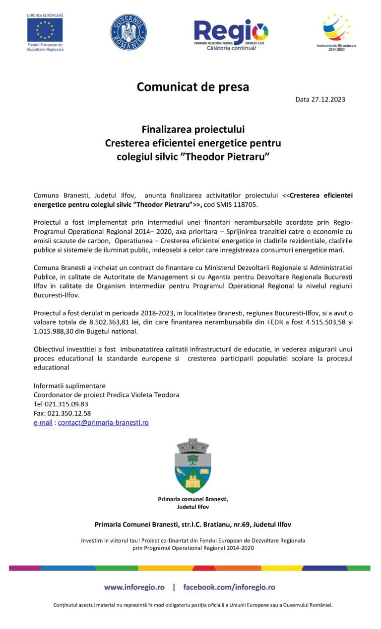 Comunicat de presă Comuna Brănești (1)