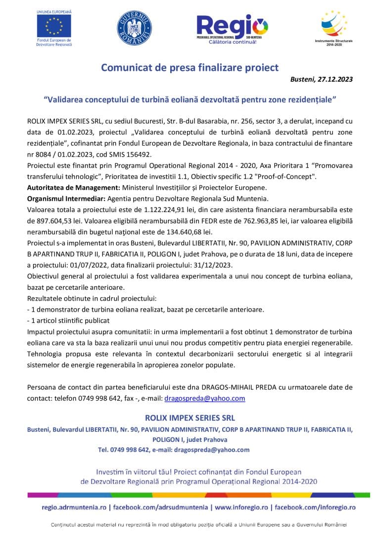 Comunicat de presă finalizarea-proiectului-156492-_Rolix-Busteni
