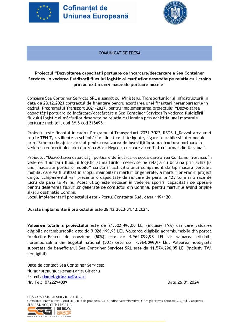 Comunicat de presă SC SEA CONTAINER SERVICES SRL (2)