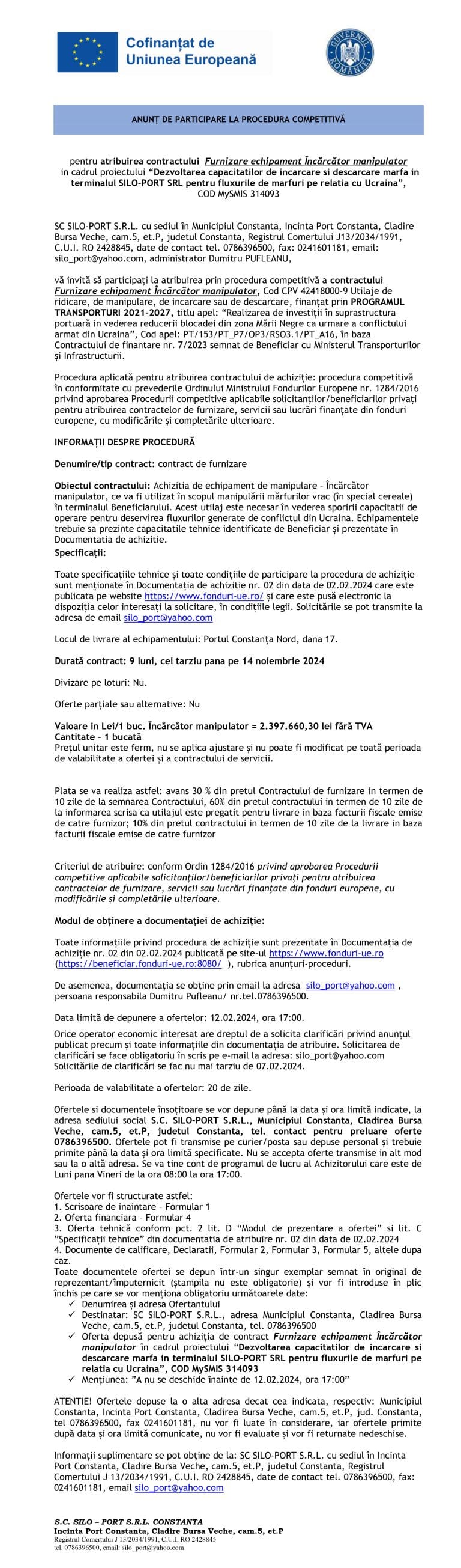 Comunicat de presă SC SILO-PORT S.R.L (2)