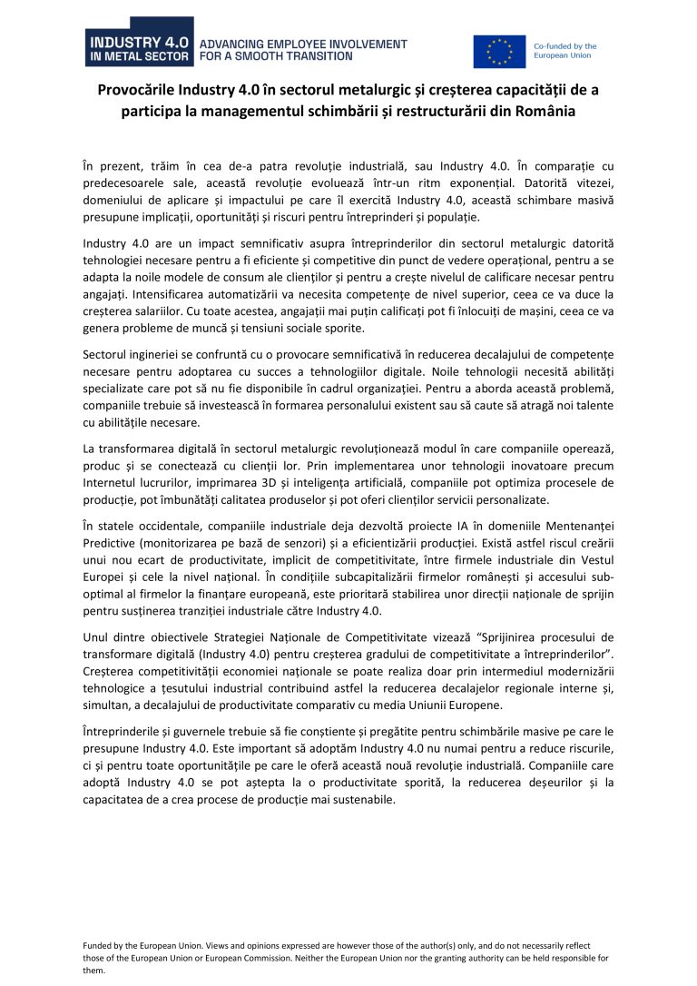 Comunicat de presă Industry 4.0